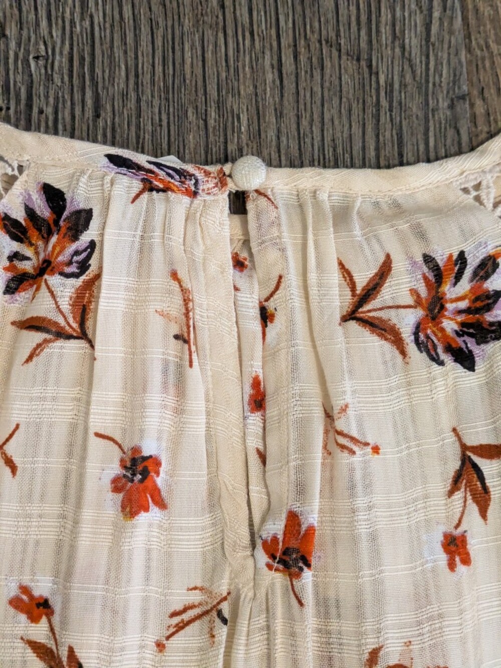 NWT Wonderly Womens M Floral Peasant Blouse Boho Crochet Lace Balloon Sleeve Top - Picture 7 of 9
